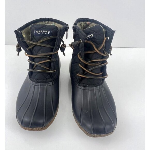 Sperry Saltwater Quilted Duck Boot Black Size 7 M Waterproof Rain Snow - Picture 1 of 8